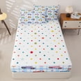 thumbnail image 4 of Castle Fairy Watercolor Truck Zipper Twin Comforter Sets with Fitted Sheet and 2 Pillowcases for Girls,Plaid Check Art Zipper Bedding Set for Bedroom,Blue Green Yellow,4-Piece,Reversible, 4 of 6