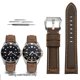 thumbnail image 3 of Correa de reloj de cuero Crazy Horse esmerilado de 20 mm y 22 mm para Casio Swordfish MDV-106/107 EFR-303L/304 MDV106, color marrón y caqui, 3 of 5