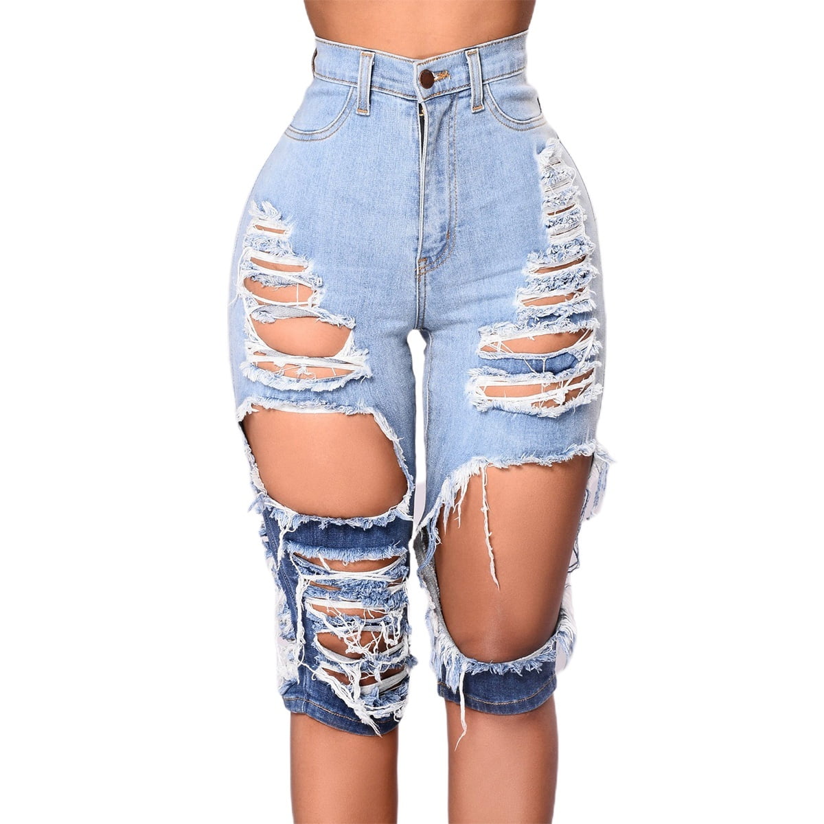 Female Ripped Jeans Fashionable High Waist Jeans Close Fitting Pants For Women Smlxlxxl