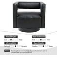 thumbnail image 2 of Leather Accent Barrel Chair Set of 2 Metal Base 360 Degree Swivel Club Armchair 3D Open Back Reception Living Room Black, 2 of 7