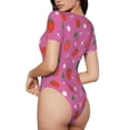 thumbnail image 3 of Naloa Strawberry Floral Women's Short-Sleeved Onesie, One-Piece Swimsuit for Parties, dates, clubs - X-Large, 3 of 9