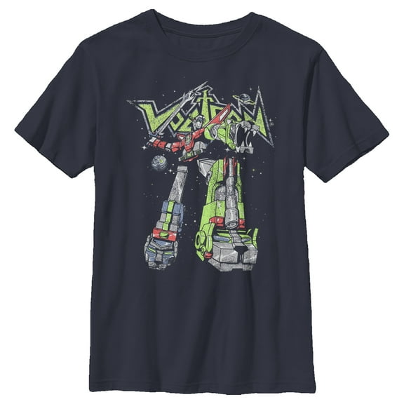 Boy's Voltron: Defender of the Universe Text Sword Pose  Graphic Tee Navy Blue Large