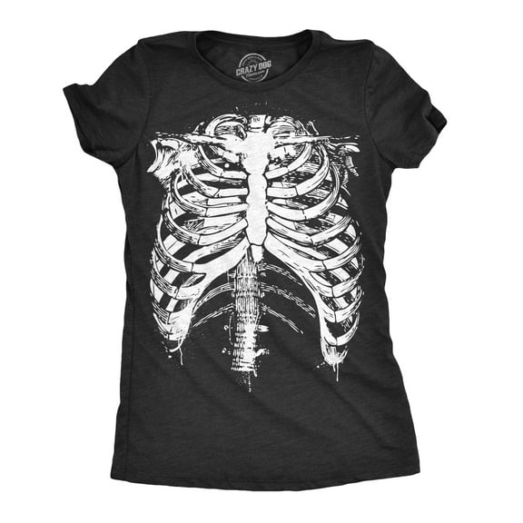 Womens Splattered Rib Cage T Shirt Cool Skeleton Halloween Costume Tee for Ladies Womens Graphic Tees