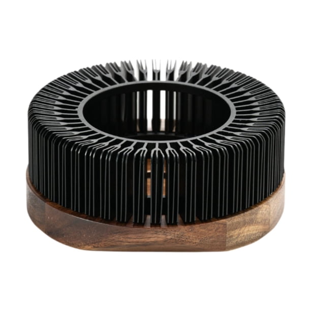 Calentador de té moderno, resistente, portátil, base de madera desmontable, base para calentar té con portavelas para oficina, cocina, restaurante Negro