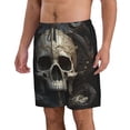 thumbnail image 2 of KLL Gold Pattern Skull Men's Casual Summer Beach Shorts Hawaiian Shorts with Pockets-X-Large, 2 of 5