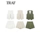 thumbnail image 4 of TRAF 2024, conjunto De pantalones cortos De moda Vinatge para Mujer, chaleco Blanco sólido sin mangas + pantalones con bolsillos, conjunto De dos piezas para Mujer, ropa De calle para Mujer, 4 of 5