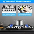 36" Gas Cooktop LPG/NG, 5 Burners Gas Stove Gas Hob Stovetop, Builtin