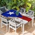 thumbnail image 2 of Puerto Rican Flag Table Cloths for 3 Foot Rectangle Tables, Vintage Geometric Art Wooden Patio Waterproof Elastic Fitted Tablecloths, Washable Rectangular Table Cover for Camping, 2 of 8