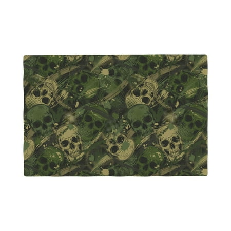 

Placemats Set of 4 / 6 Green Camouflage Skull Placemats for Dining Table Indoor/Outdoors Heat Resistant Washable Placemats 18 x 12