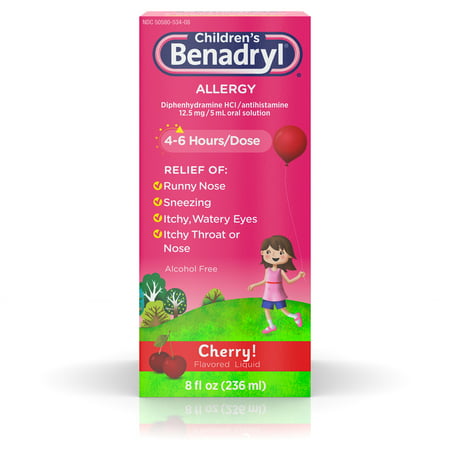 Children's Benadryl Antihistamine Allergy Liquid, Cherry, 8 fl