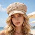 thumbnail image 5 of VBEWZET Fashion Embroidered Sequined Hat for Ladies, Breathable Mesh Newsboy Cap, Lightweight Casual Outdoor Vacation Club Styling Beret Headwear Beige One Size, 5 of 9