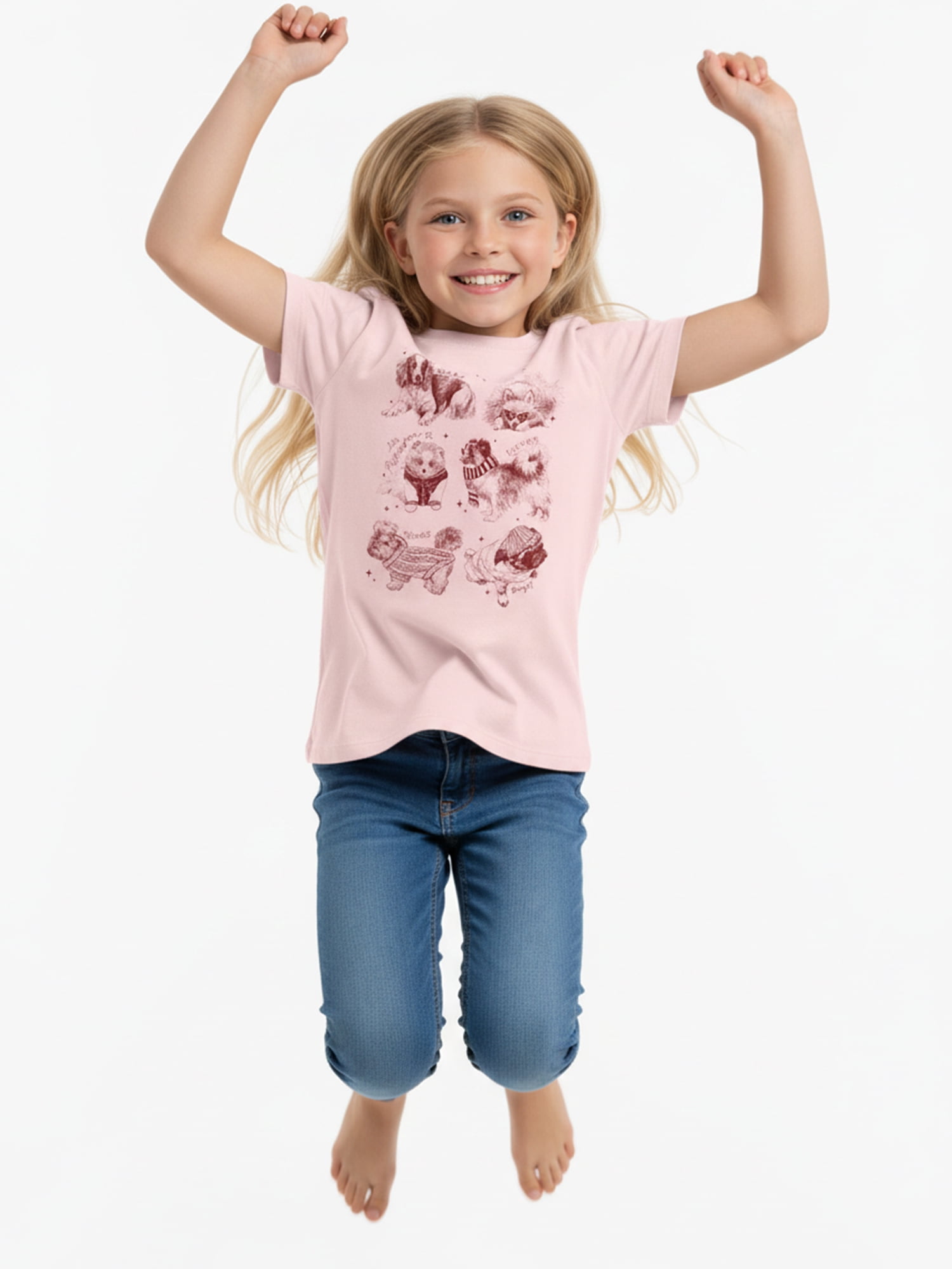 Wonder Nation Girls' Best Dogs Graphic Tee with Short Sleeves, Sizes 4-18