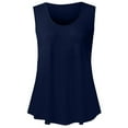 thumbnail image 6 of QUINDOS Tank Tops for Women Plus Size Navy Summer Exercise Fashion Solid Vest Round-Neck Loose Sleeveless T-shirt Pullover Tops Camisoles for Women, 6 of 6