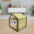 thumbnail image 3 of Floral Pet House, Big Little Flourishing Graphic Flowers Striped Background Retro Natural Art, Outdoor & Indoor Portable Dog Kennel with Pillow and Cover, 5 Sizes, Pale Green Orange, by Ambesonne, 3 of 5