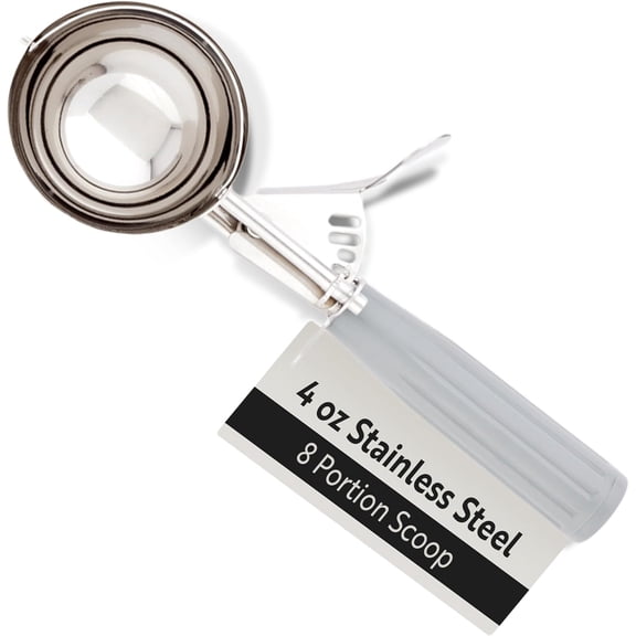 4 Ounce Stainless Steel Cookie & Portion Scoop - Trigger Release Disher with Handle for Cupcake Batter & Ice Cream
