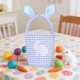 thumbnail image 3 of Taotanxi Bunny Easter Basket, Classic Gingham Easter Bucket Bag for Easter Egg Hunts Party Favor Decorations(Blue), 3 of 6