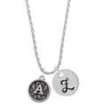thumbnail image 1 of Delight Jewelry Silvertone Antiqued Round Seal - Initial - A - Silvertone Script Initial Disc - Z - Charm Necklace, 20"+3", 1 of 4