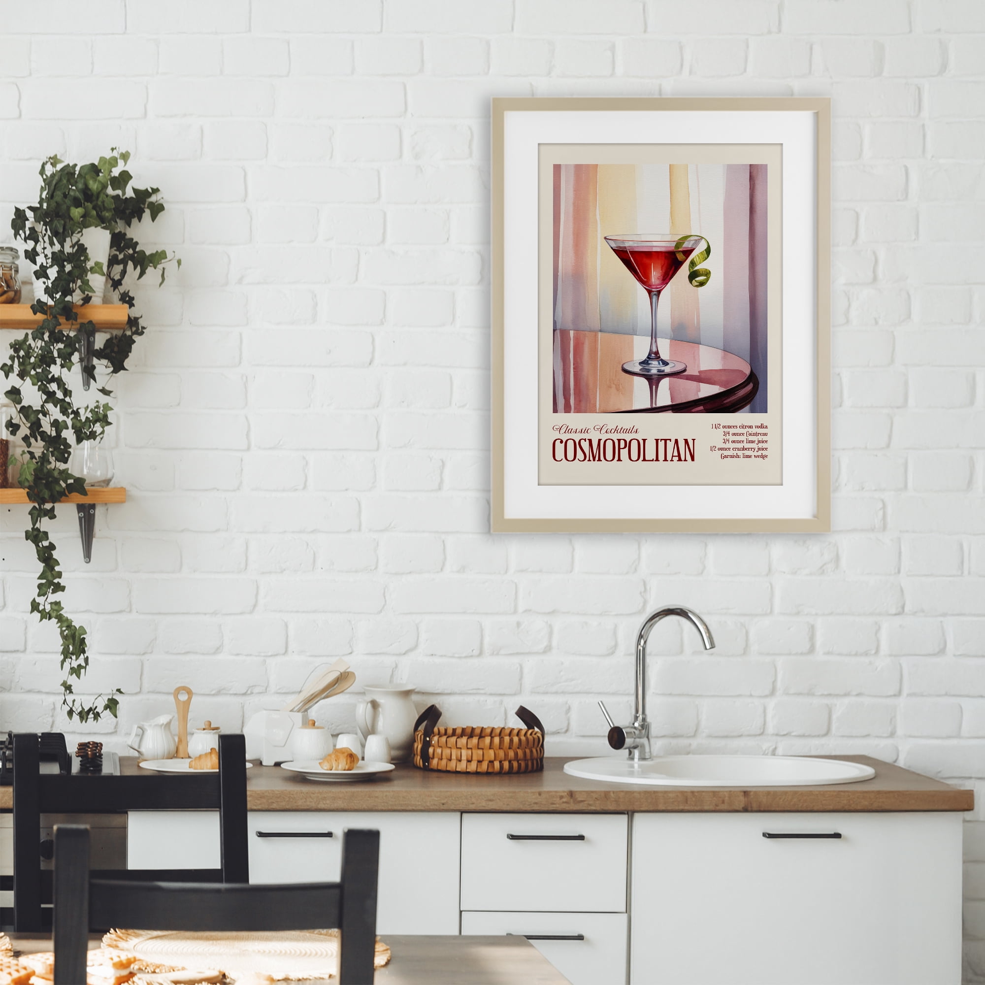 Stupell Industries Cosmopolitan on Reflective Table Birch Framed Print Under Glass, design by Andreas Magnusson