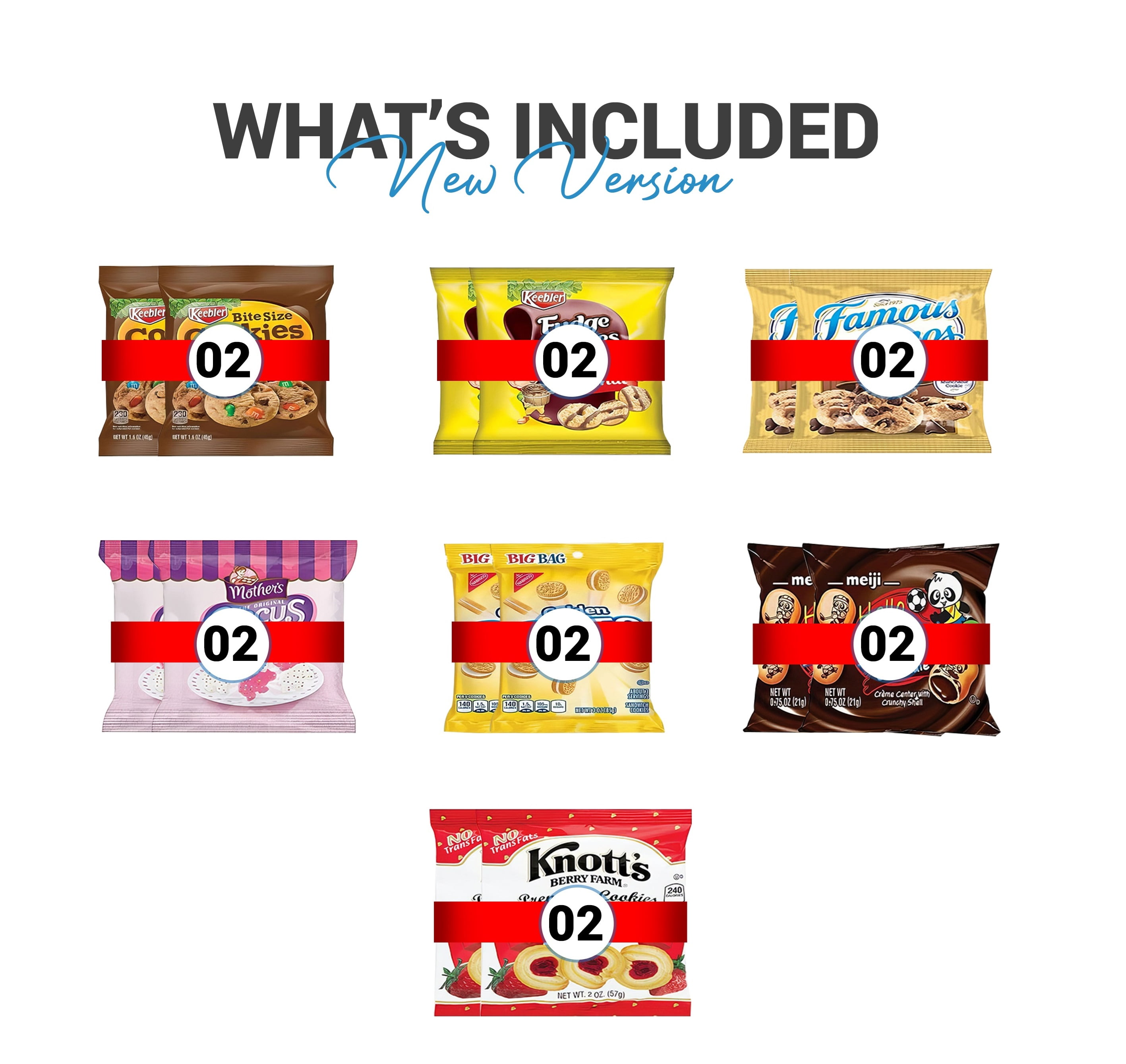 Cookies Variety Pack - Individually Wrapped Assortment, Sampler Bulk Care Package - Cookie Bundle, Office Cookies, 32 Count, Office and Kids Cookies