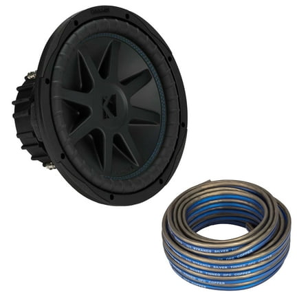 Kicker 50CVX124 CompVX 12-Inch Subwoofer, Dual 4-Ohm & 46KW1620 16AWG 20ft Speaker Wire