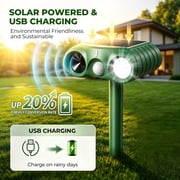 2 Pack Solar Cat Repellent for Gardens, Ultrasonic Animal Repeller with USB & Solar, Waterproof Cat Scarers for Gardens with Motion Sensor for Farm Squirrels Dogs Cats Foxes Birds