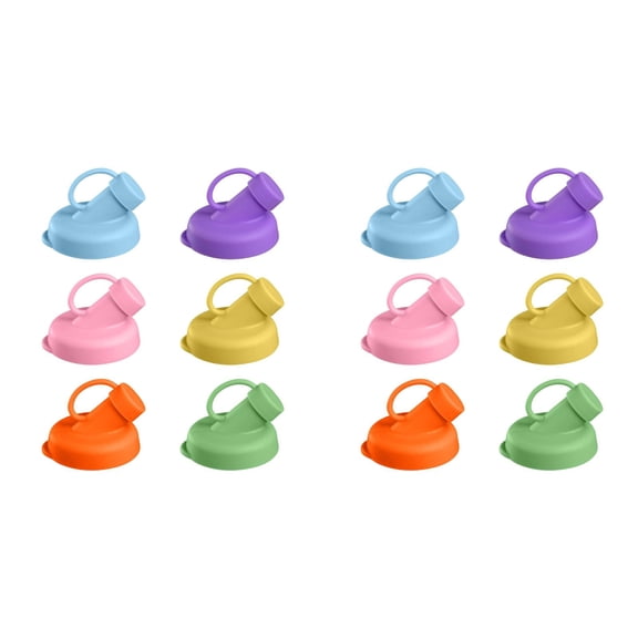 12PC 2 Inch Silicone Milk Bottle Dispenser Caps, Pour Spout Lids Replacement Lids Leak Proof for Glass Bottles, Reusable Easy Clean Bottle Caps, Jug Not Included,Color Random