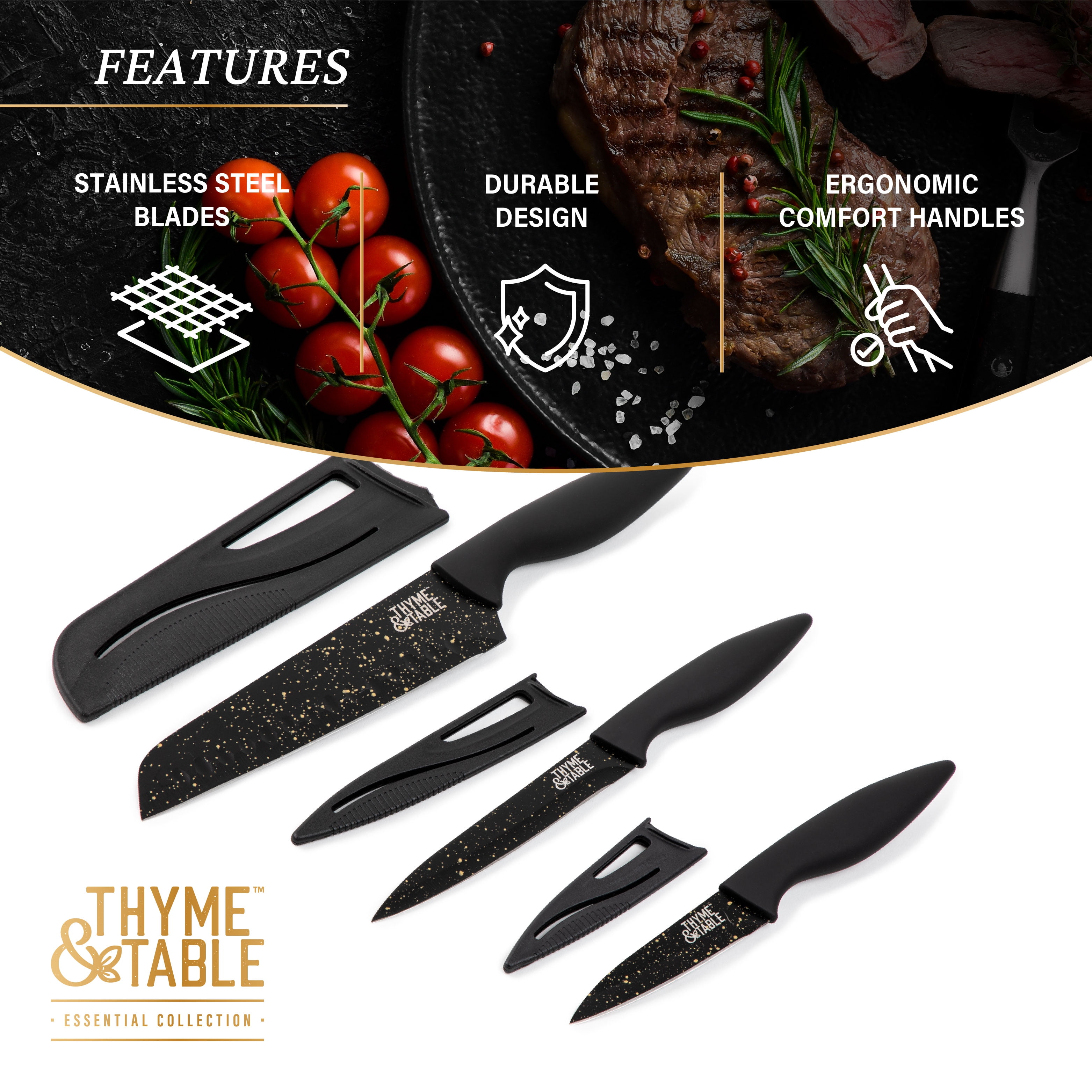 Knife Tasty Knives Set 3 With Sheaths Cutlery Kitchen Cooking