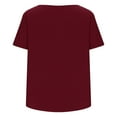 thumbnail image 5 of ZQUUVOU Women's Casual Shirt Loose Solid Color Crewneck Short Sleeve Button T-Shirt Tops Burgundy, 5 of 6