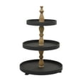 thumbnail image 5 of DecMode 16" x 24" Black Wood 3 Tiered Server with Wood Post, 1-Piece, 5 of 7