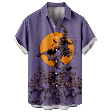 

JDEFEG Mens Shirts Turning 50 Shirts for Men Mens Printed Hawaiian Shirts Short Sleeve Button Beach Shirts Shirt for Man Scrub Top Shirts for Men Purple Xxl