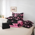 thumbnail image 6 of Erosebridal Cartoon Bow Tie Printed 7pcs Bedding Comforter Set,Ribbon Bowknot Pink Monogrammed K Queen Bedding Sets For Girls Kids,Reversible black, 6 of 7