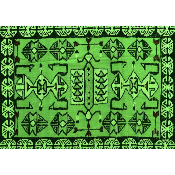 Ahgly Company Indoor Rectangle Abstract Green Modern Area Rugs, 3' x 5'
