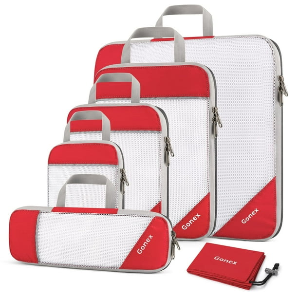 Cubos de compresión Gonex L+M+S+XS+Slim+bolsa de lavandería roja