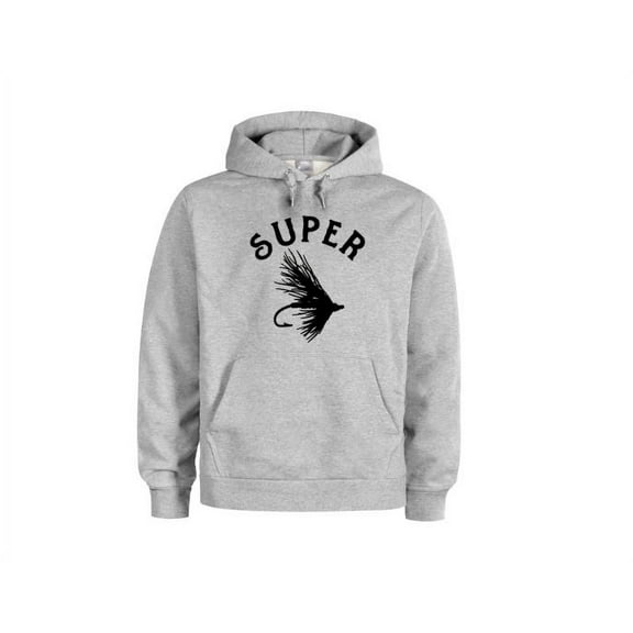 Fly Fishing Hoodie, Super Fly, Outdoors Wear, Fishing Apparel, Unisex Hoodies, Fly Fishing Apparel, Fishing Gear, Graphic Hoodie, Fishing, Grey (Black Text), LARGE