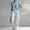 A1-Blue, variant on Women's Two-Piece Set Cotton Linen Striped Shirts and Pants Short Sleeve Wide Leg Outfits Cozy Loose-Fit Summer Travel Casual Tracksuit,Blue L