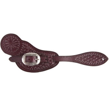 Tough 1 Basket Stamp Shaped Spur Straps | Medium Oil Leather | Western Riding Gear