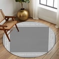 thumbnail image 3 of Grey Geometric Large Area Rugs for Bedroom Living Room, Soft Non Slip Carpet Bedside Rug, Bohemia Tribal Farm Tribal Patterned Round Floor Cover Kitchen Accent Rug 8' for Dining Room/Office, 3 of 9