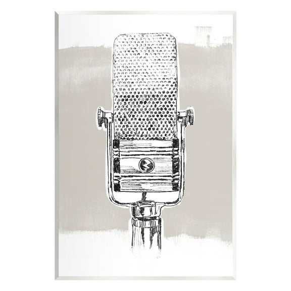 Stupell Industries Vintage Microphone Music Drawing Novelty Painting Unframed Art Print Wall Art
