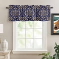 thumbnail image 2 of Abstract Blue Gold Kitchen Valances for Windows, Luxurious Traditional Flower Leaf Bathroom Window Valances 42x12 Inch Rod Pocket Window Treatments Valance Curtains for Living Room Bedroom Decor, 2 of 9