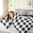thumbnail image 3 of meiyoeat Graffiti Letter E Twin Bedding for Boys, Checkered Grid Bedding Comforter Set, Black White, Black Reversible, 7pcs, 3 of 6