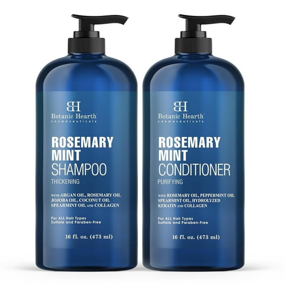 Botanic Hearth Rosemary Mint Shampoo and Conditioner Set, Thickening Formula, Promotes Hair Growth and Scalp Health Sulfate Free & Paraben Free, for Men & Women - 16 fl oz each