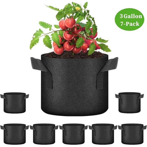 7-Pack 3 Gallon Plant Grow Bags Heavy Duty Thickened Nonwoven Fabric Pots with Handles