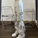 thumbnail image 2 of Pantalones de hombre estéticos hip hop rectos pantalones cargo para hombre gris apilados holgados calle algodón con estilo coreano ropa técnica, 2 of 5
