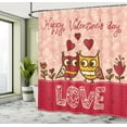 thumbnail image 5 of Ambesonne Valentines Day Shower Curtain, Owls Love Heart, 69"Wx70"L, Pink Red Yellow, 5 of 5