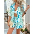 thumbnail image 6 of Women'S Soft Summer Floral Tropical Print V Neck Tee Short Sleeve Button Top Shorts 2 Piece Sets Checkerboard XL, 6 of 8