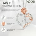thumbnail image 2 of Ydou Rose Heart Initial Necklace for Women, 14K White Gold Plated Love Heart Letters with Rose Flower Pendant Necklace for Women, 2 of 9