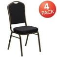 thumbnail image 2 of Flash Furniture 4 Pack HERCULES Series Crown Back Stacking Banquet Chair in Black Patterned Fabric - Gold Vein Frame, 2 of 7