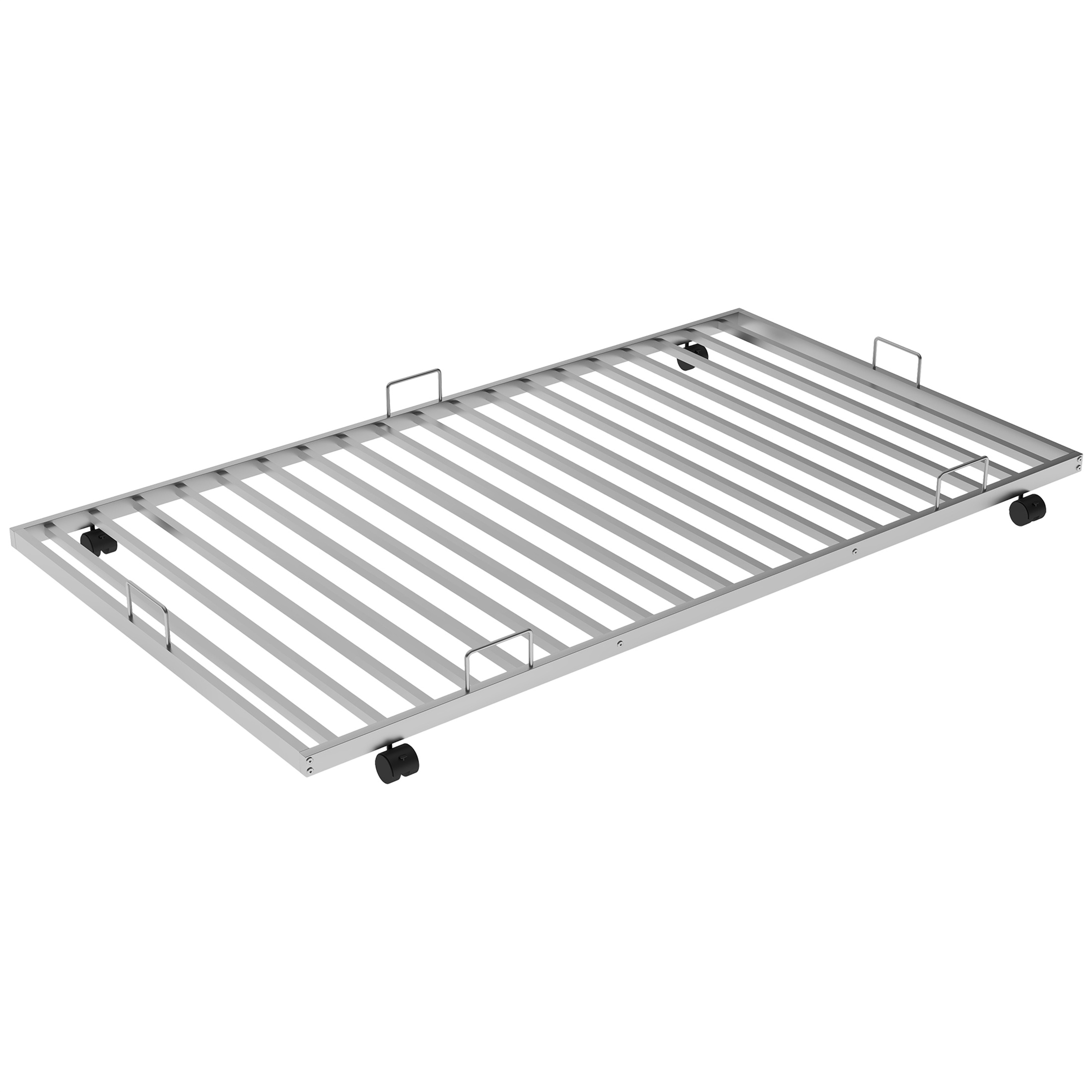 Aukfa Triple Bunk Bed, Twin over Full Bunk Bed with Trundle, 2 Ladders, Silver