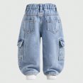 thumbnail image 5 of KEXE Pants For Boys Little Kids Pull-On Side Pocket Baggy Denim Trousers Elastic Waist Daily Bottoms（Blue,7-8 Years）, 5 of 7