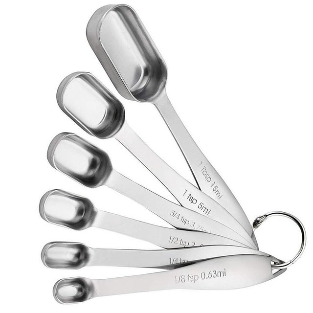 A Set Measuring Dry And Liquid Stainless Steel Measuring Spoon 6Pcs